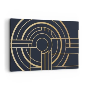 Impression sur toile - Image sur toile - Motif géométrique avec des lignes dorées - 120x80cm - Rotation des éléments - Décoration murale moderne pour le salon et la chambre ARTTOR