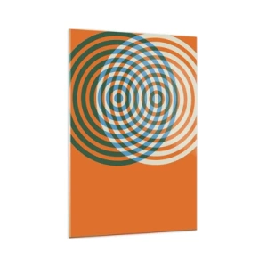 Impression sur verre - Image sur verre - Cercles concentriques sur fond orange - 70x100cm - Variation circulaire abstraite - Décoration murale moderne pour le salon et la chambre ARTTOR
