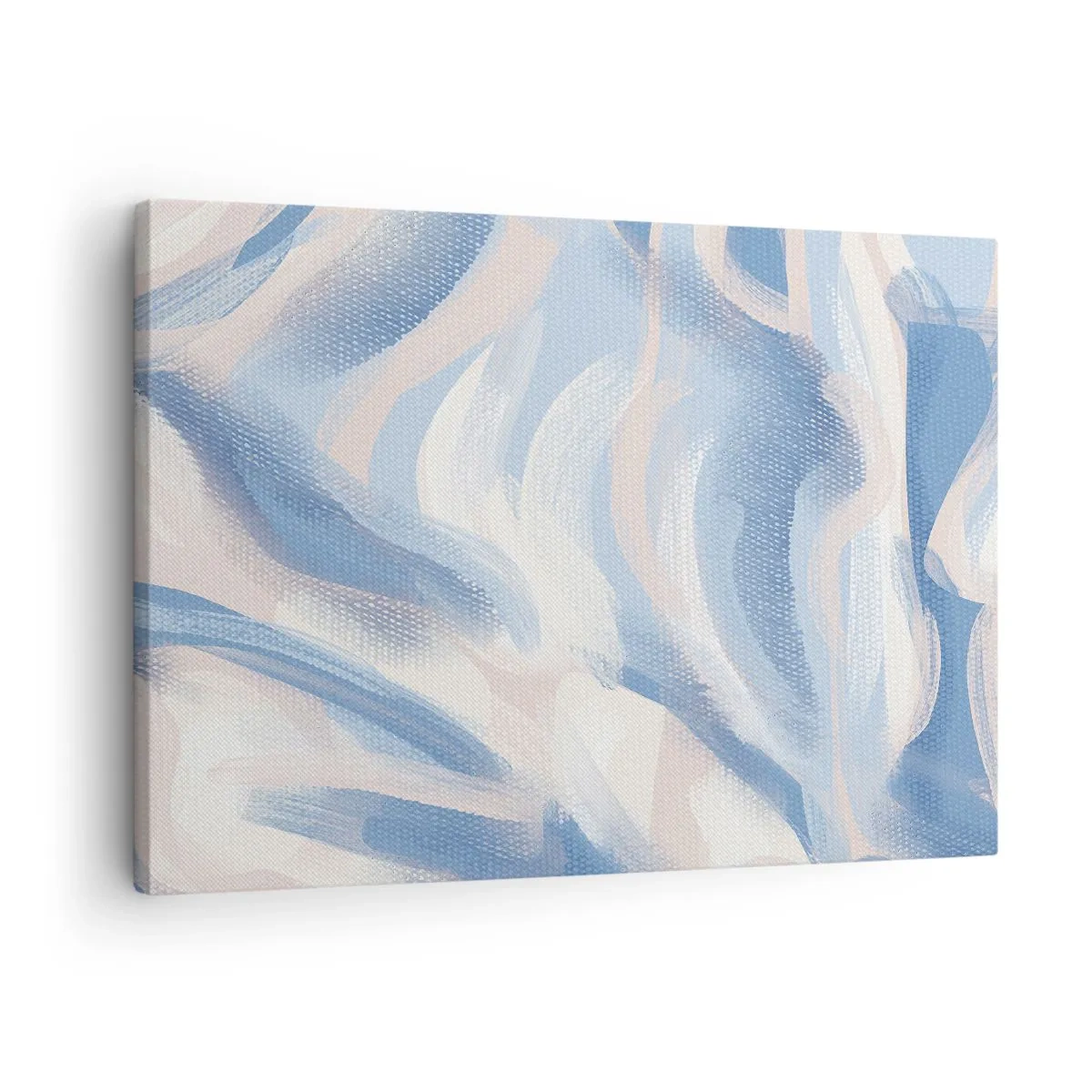 Impression sur toile - Image sur toile - Coups de pinceau abstraits dans des tons de bleu et de beige - 70x50cm - Vagues bleues - Décoration murale moderne pour le salon et la chambre ARTTOR