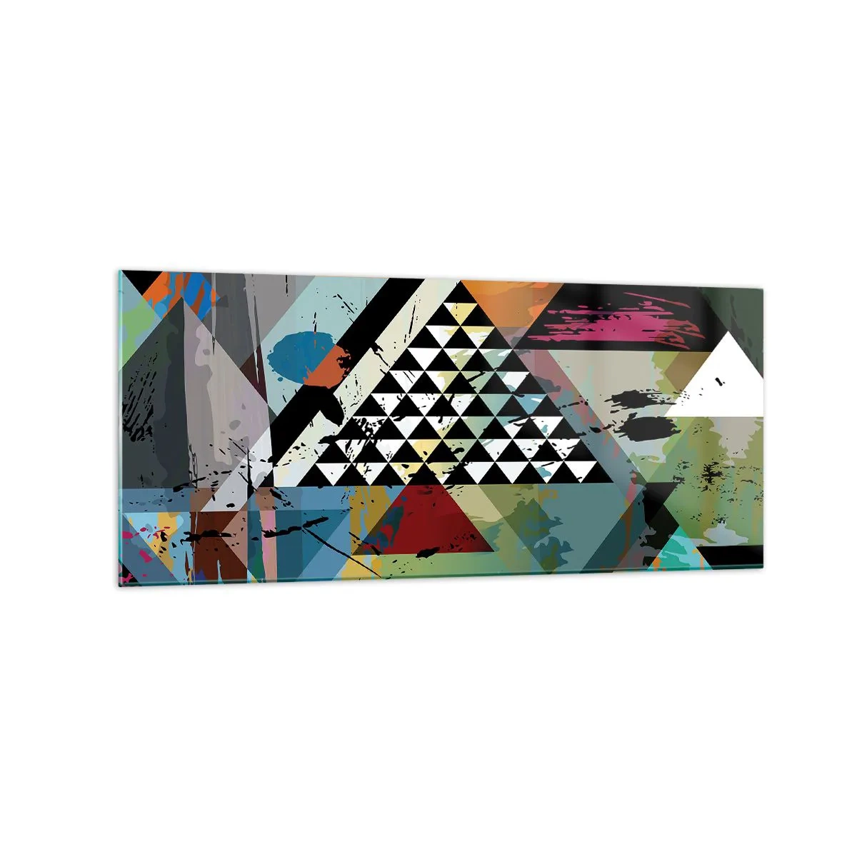Impression sur verre - Image sur verre - Une composition abstraite de formes géométriques et de couleurs. - 120x50cm - Comme c'est facile - Décoration murale moderne pour le salon et la chambre ARTTOR