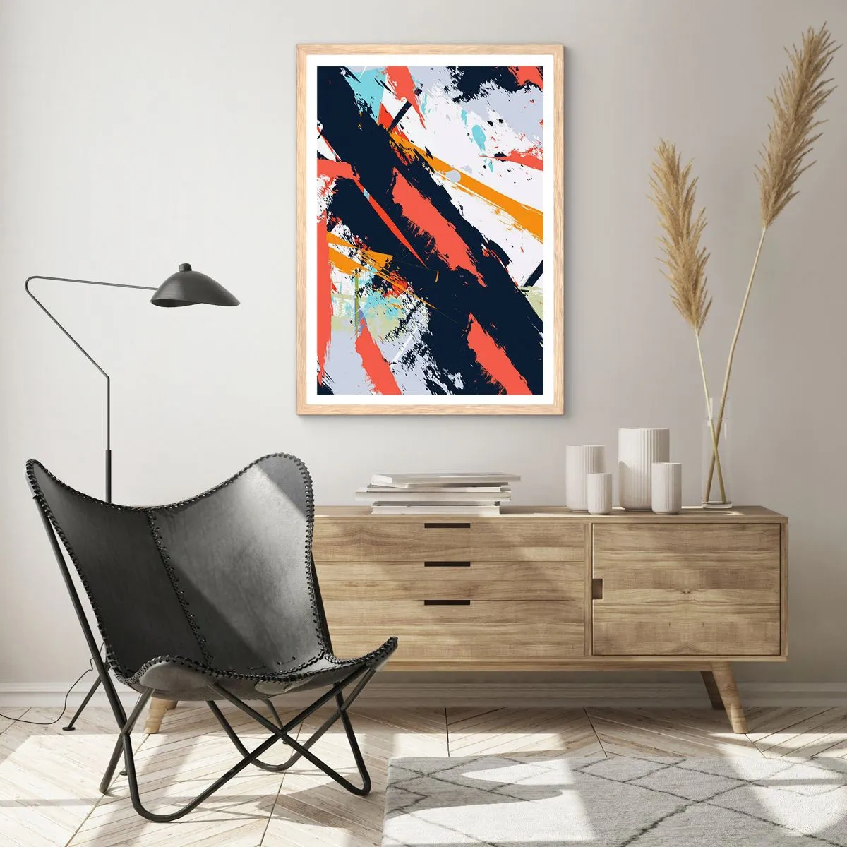 Affiche dans un chêne clair - Poster - Composition dynamique - 50x70 cm