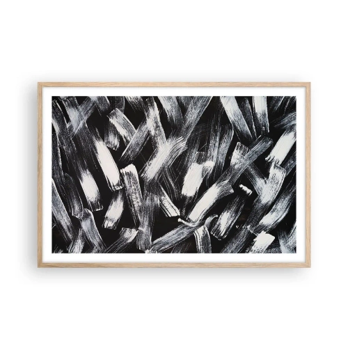 Affiche dans un chêne clair - Poster - L'abstraction dans l'esprit industriel - 91x61 cm