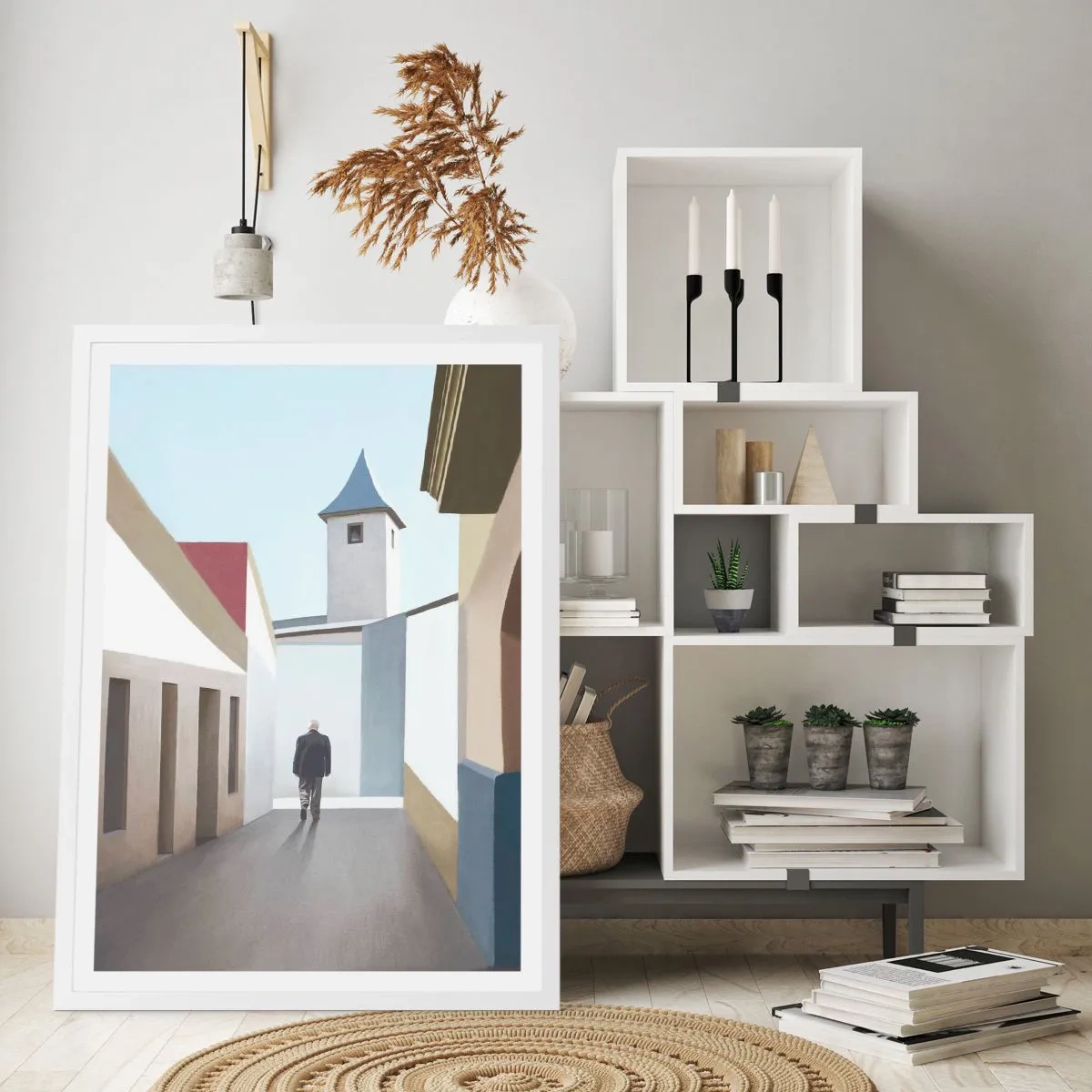 Affiche dans un cadre blanc - Poster - Une promenade ensoleillée - 61x91 cm