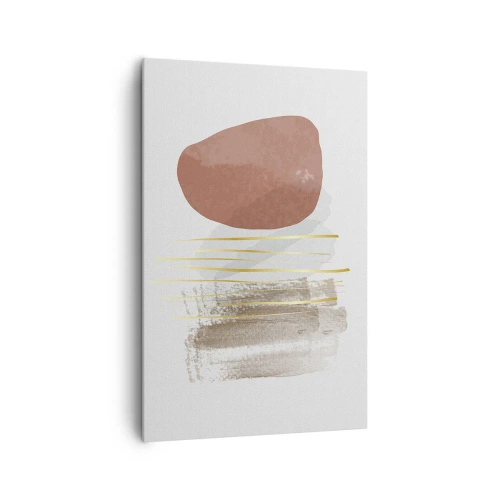 Impression sur toile - Image sur toile - Composition abstraite dans les tons beige et or - 80x120cm - Colonnade abstraite - Décoration murale moderne pour le salon et la chambre ARTTOR