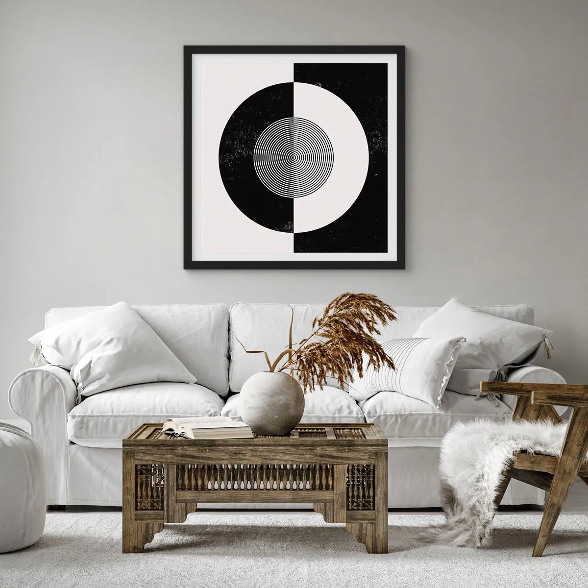 Affiche dans un cadre noir - Poster - Harmonie de noir et blanc - 50x50 cm