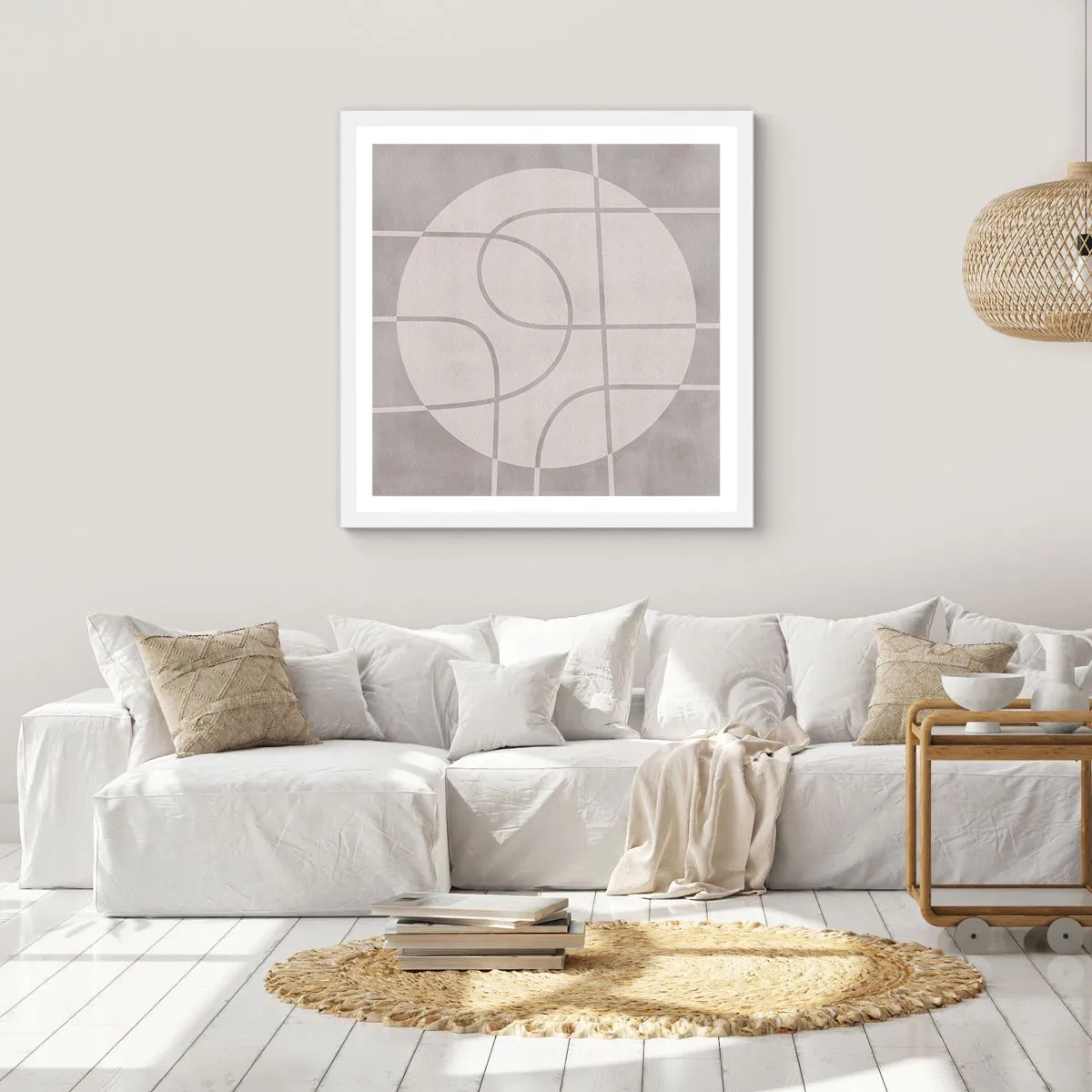 Affiche dans un cadre blanc - Poster - Circulaire et tout droit - 30x30 cm