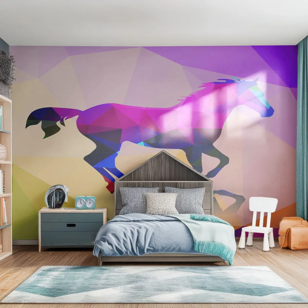 Papier Peint Autocollant Deluxe Sticker - Le cubisme toujours vivant - Animaux, Cheval, Figure géométrique - 250x175 cm