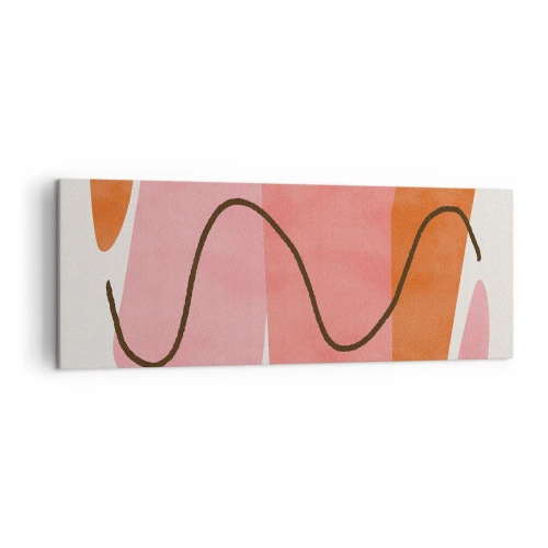 Impression sur toile - Image sur toile - Formes abstraites dans des tons roses et oranges - 140x50cm - mouvement doux des formes - Décoration murale moderne pour le salon et la chambre ARTTOR