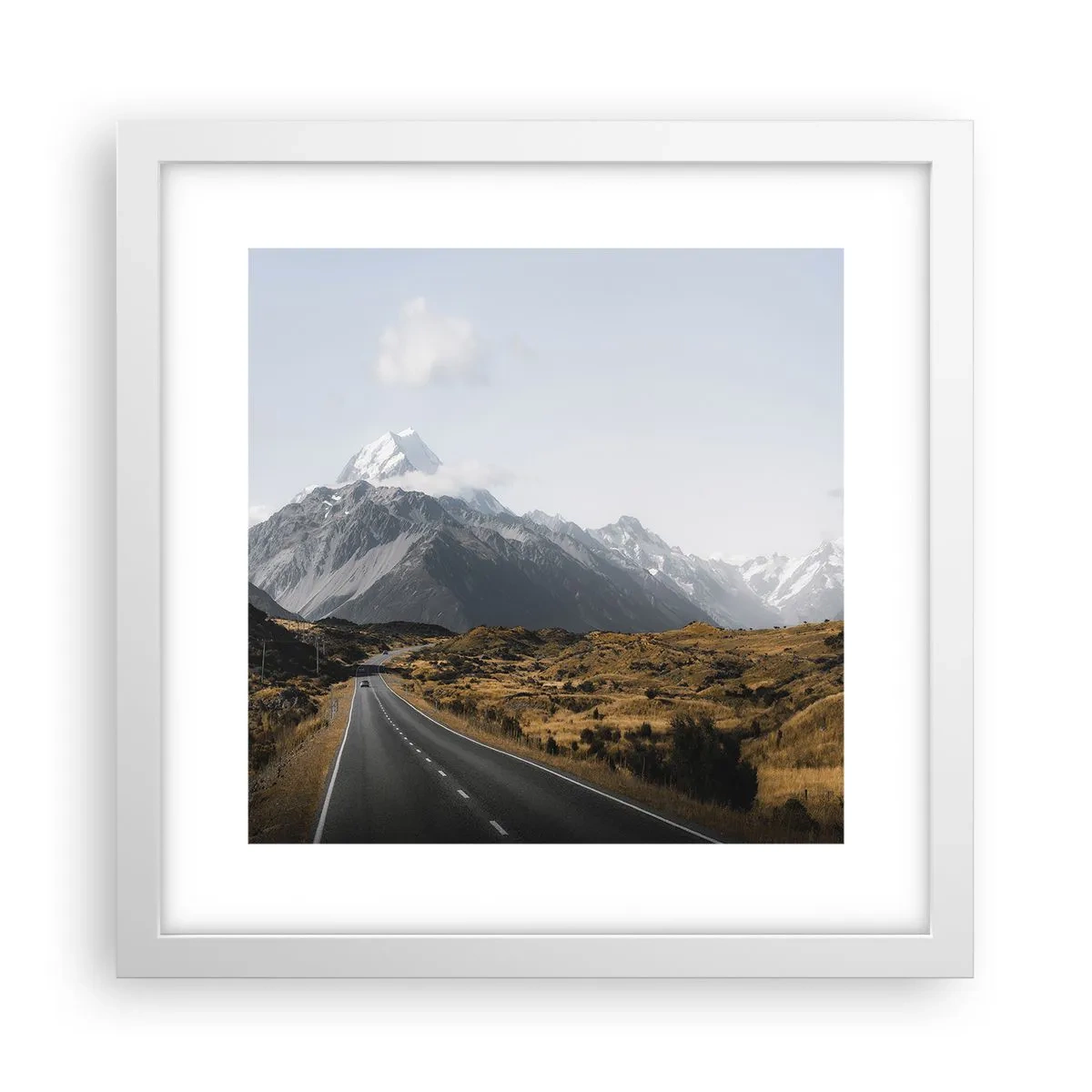 Affiche dans un cadre blanc - Poster - Chemin vers le coeur de la montagne - 30x30 cm