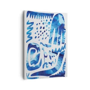 Impression sur toile - Image sur toile - Motif abstrait dans les tons de bleu - 50x70cm - Retour aux racines - Décoration murale moderne pour le salon et la chambre ARTTOR