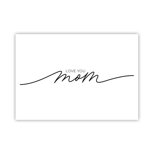 Affiche - Poster - Inscription minimaliste « Love You Mom » sur fond blanc - 100x70cm - Grand chamboulement - Décoration murale moderne pour le salon et la chambre ARTTOR