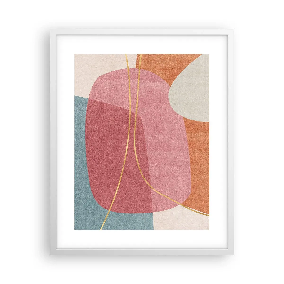 Affiche dans un cadre blanc - Poster - Composition pastel au fil d'or - 40x50 cm