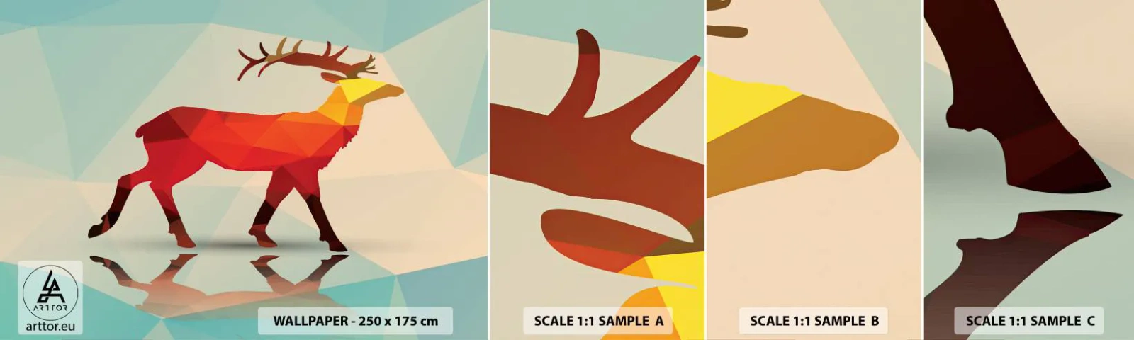 Échantillon De Papier Peint Standard Eco - Cerf géométrique - Animaux, Cerf, Figure géométrique - 100x30 cm