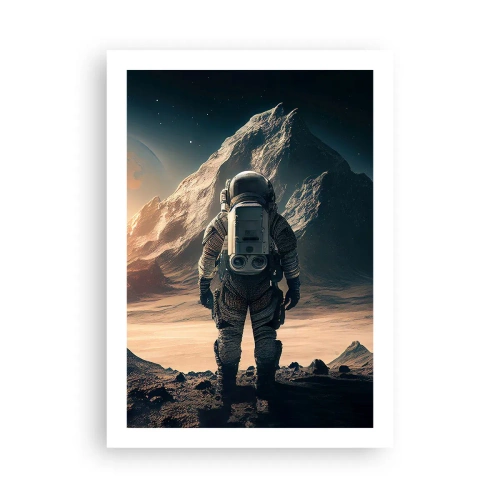 Affiche - Poster - Astronaute sur une planète extraterrestre à la lumière des étoiles - 50x70cm - Nouveau défi - Décoration murale moderne pour le salon et la chambre ARTTOR