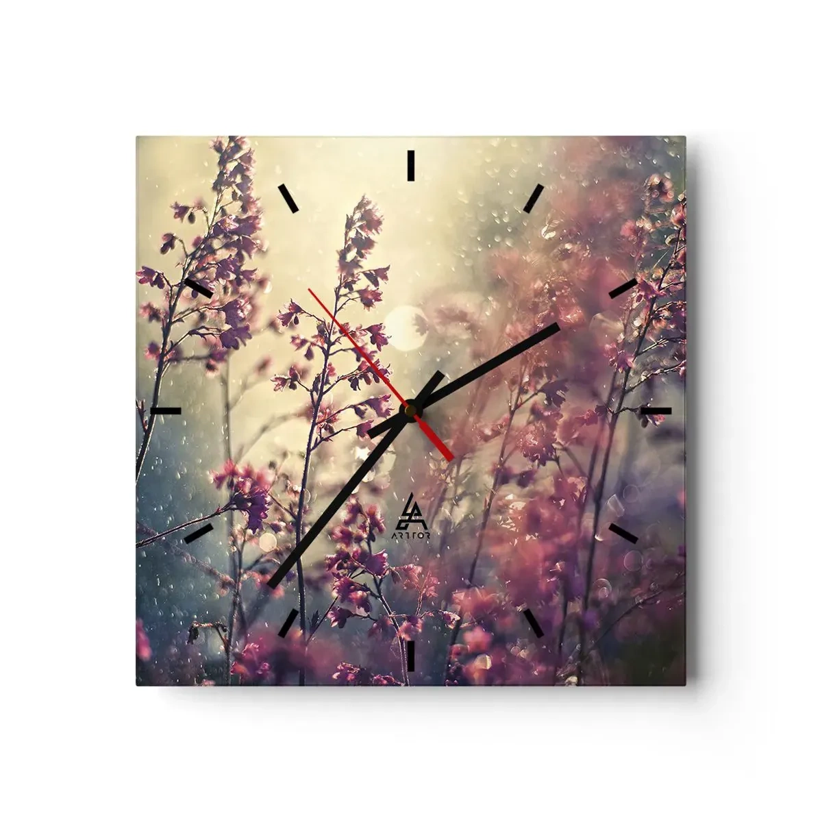 Horloge murale - Pendule murale - Fleurs au soleil sur fond de nature - 30x30cm - Jardin secret - Décoration murale moderne pour le salon et la chambre ARTTOR