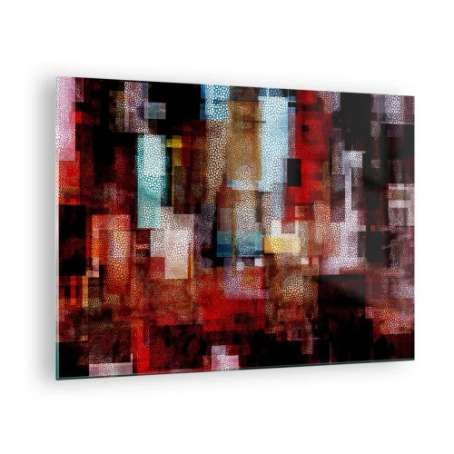 Impression sur verre - Image sur verre - Composition géométrique abstraite dans les tons de rouge - 70x50cm - Mélange de confusions - Décoration murale moderne pour le salon et la chambre ARTTOR