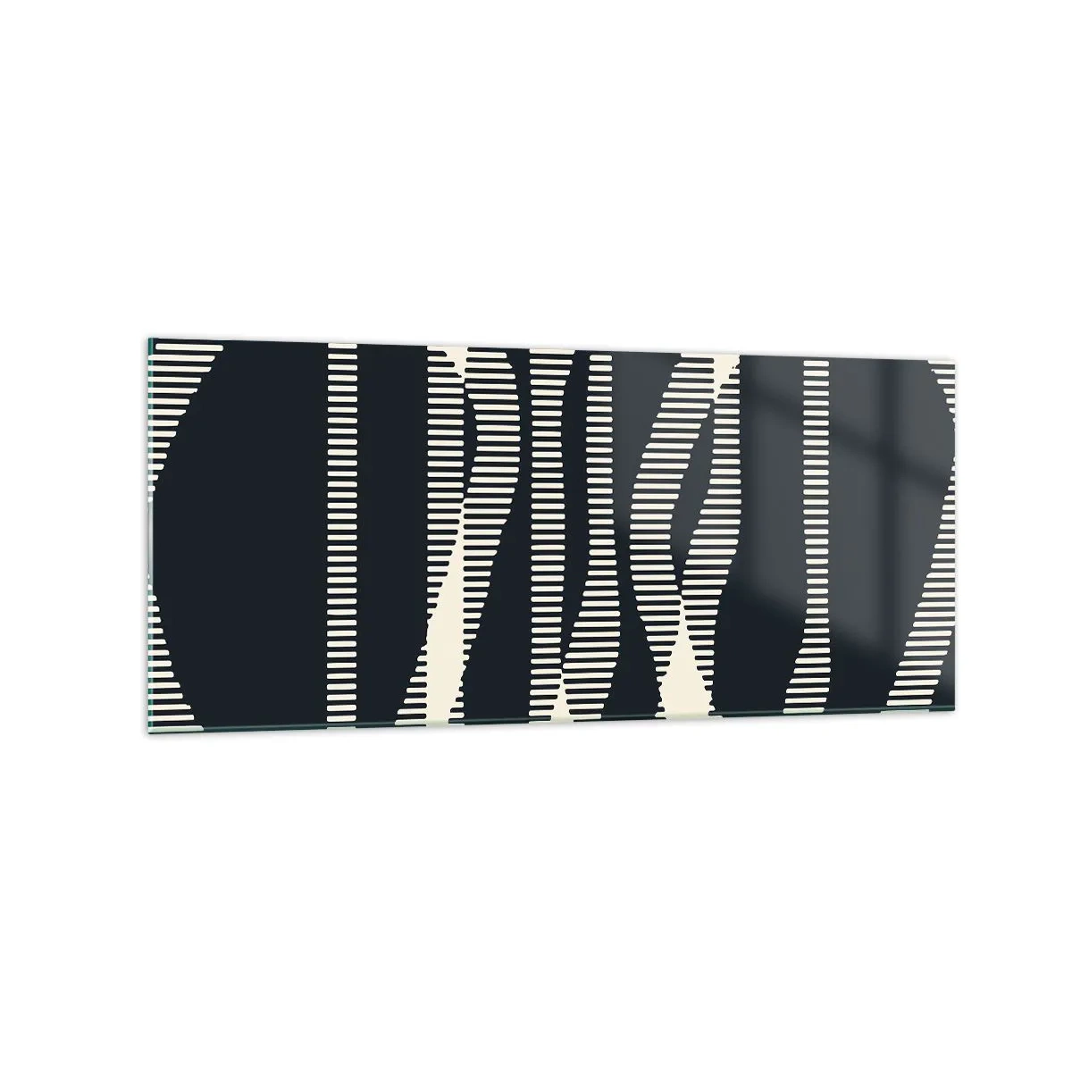 Impression sur verre - Image sur verre - Lignes géométriques dans des tons clairs sur un fond sombre - 120x50cm - Une tentative de briser l'obscurité - Décoration murale moderne pour le salon et la chambre ARTTOR