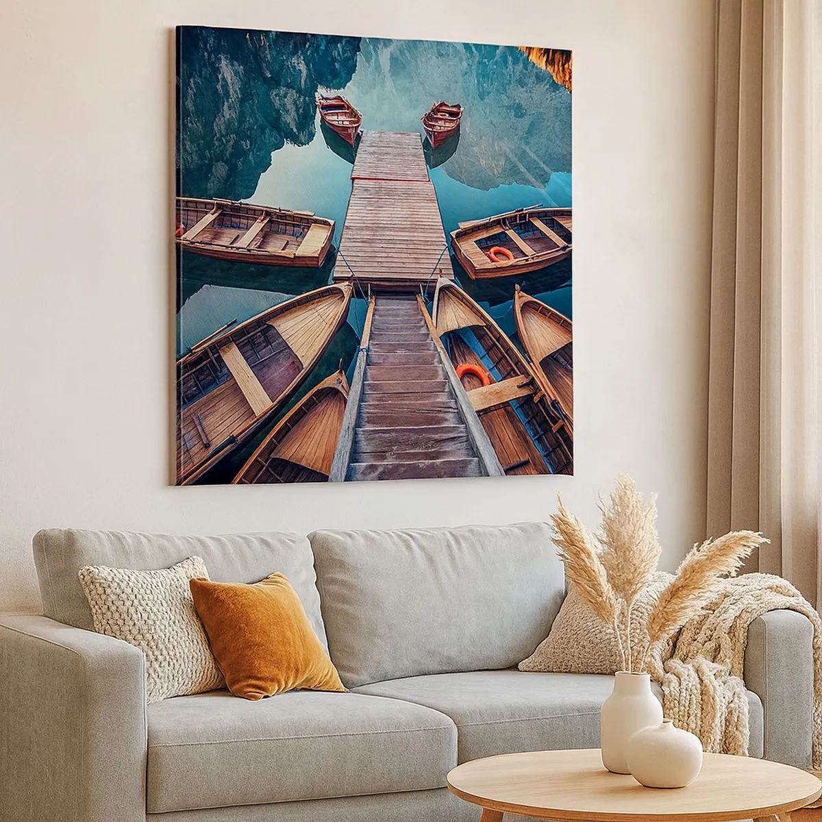 Impression sur toile - Image sur toile - J'attends à la marina - 30x30 cm