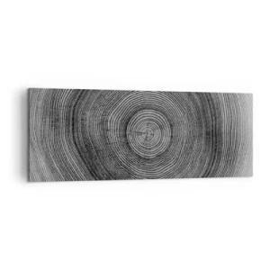 Impression sur toile - Image sur toile - Motif de cernes d'arbre noir et blanc montrant une coupe transversale du tronc - 140x50cm - Signe du temps - Décoration murale moderne pour le salon et la chambre ARTTOR