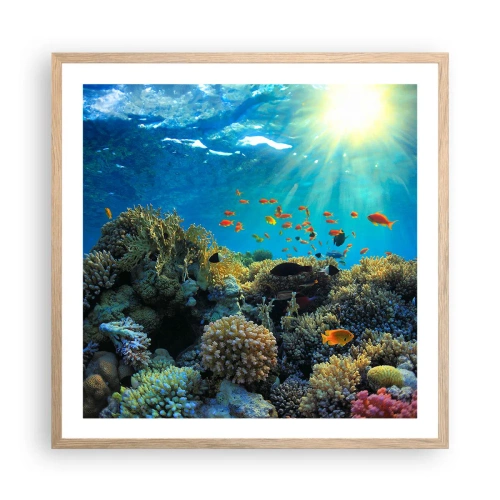 Affiche dans un chêne clair - Poster - Trésor sous-marin - 60x60 cm