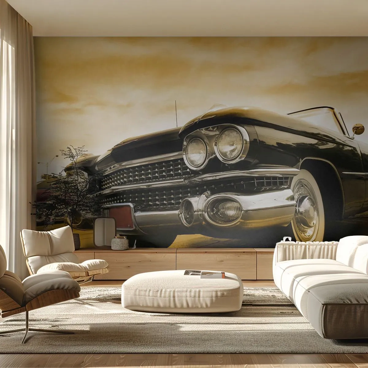 Papier Peint Autocollant Deluxe Sticker - Les classiques ne passent jamais - Voiture, Automobile, Rétro - 250x175 cm