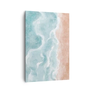 Impression sur toile - Image sur toile - Plage abstraite avec des vagues dans les tons bleus et beiges - 70x100cm - Abstraction du nuage - Décoration murale moderne pour le salon et la chambre ARTTOR
