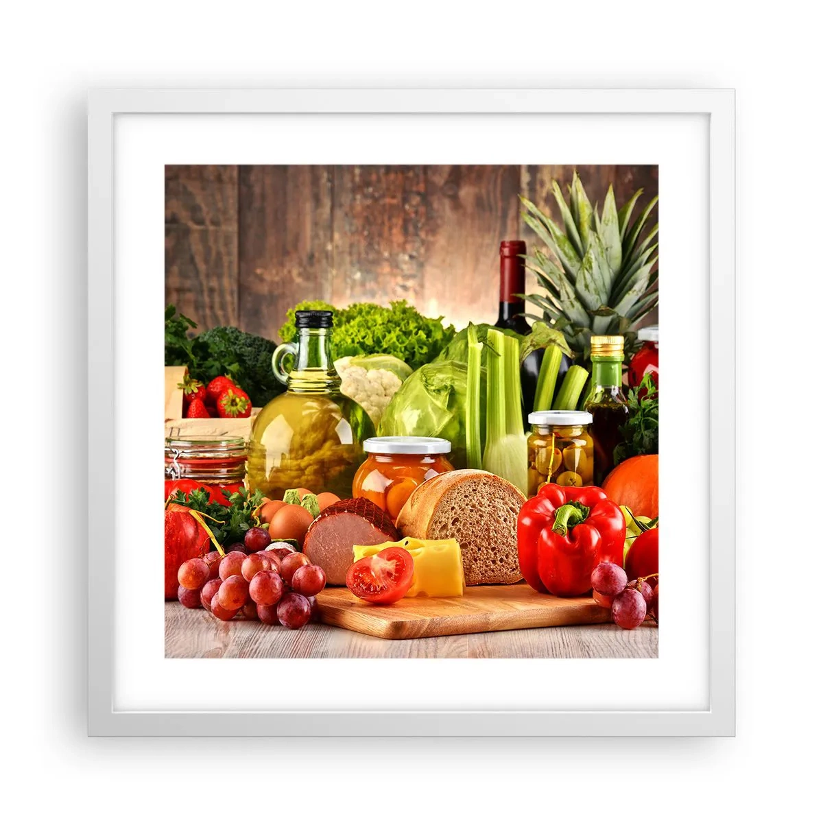 Affiche dans un cadre blanc - Poster - Fumé, cuit au four et mariné - 40x40 cm
