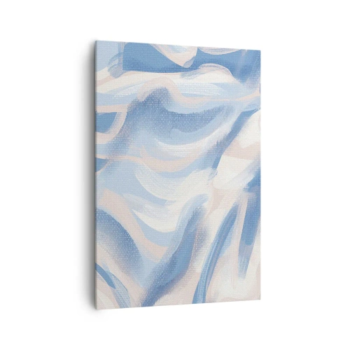 Impression sur toile - Image sur toile - Coups de pinceau abstraits dans des tons de bleu et de beige - 70x100cm - Vagues bleues - Décoration murale moderne pour le salon et la chambre ARTTOR