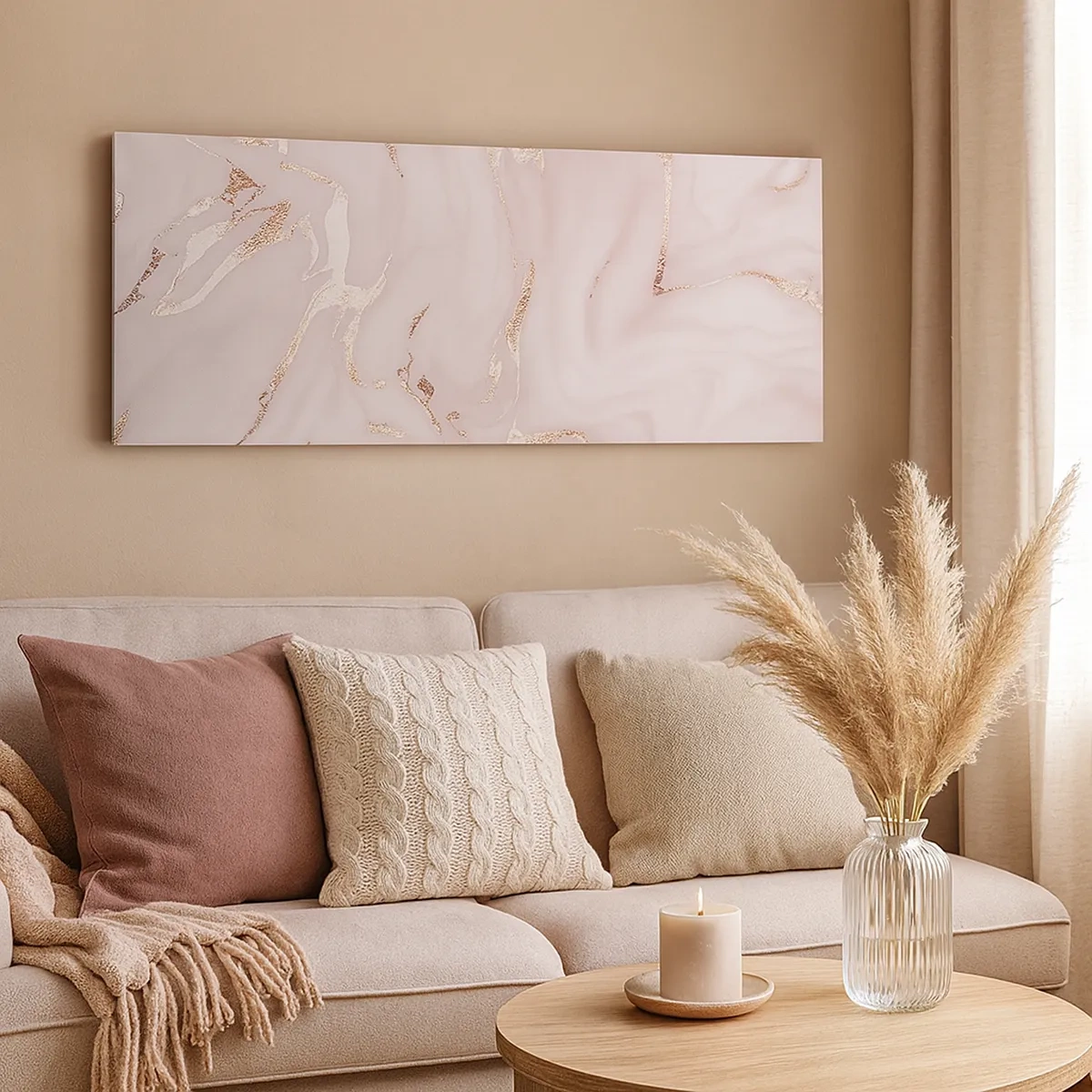 Impression sur toile - Image sur toile - Dans un châle rose - 30x30 cm