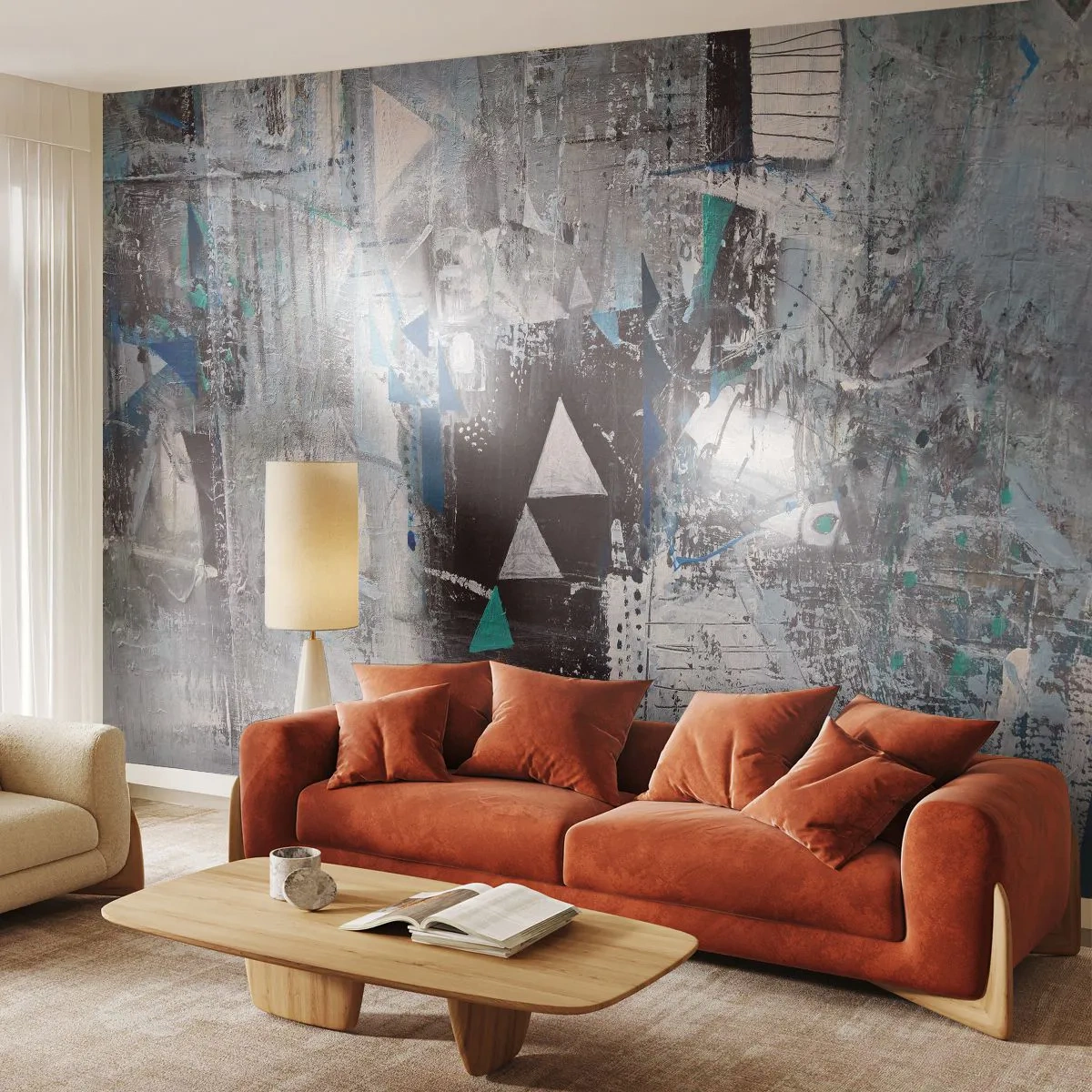 Papier Peint Photo Premium Sand - Ordre prioritaire des triangles - Abstraction, Morceau, Modèle moderne - 150x105 cm