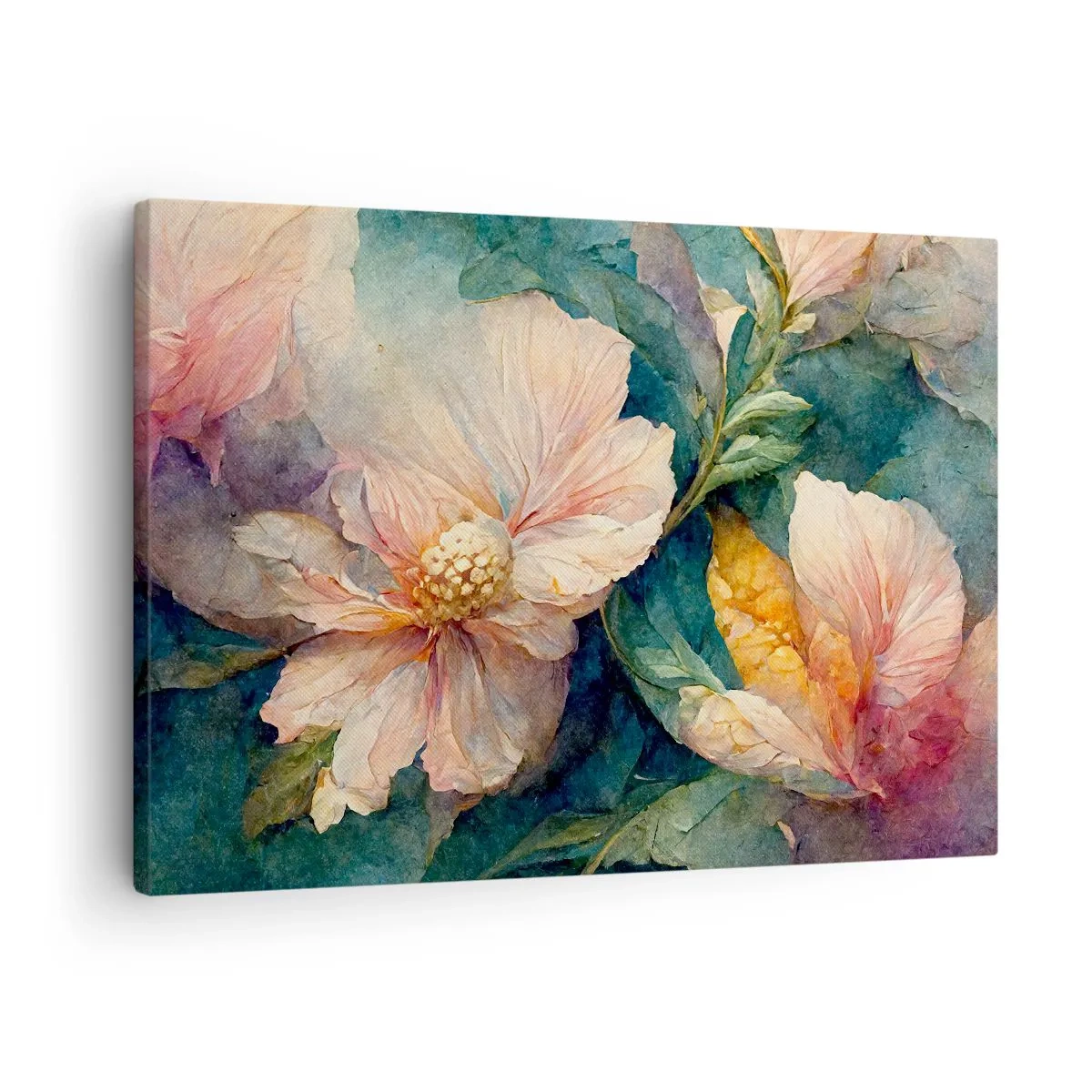 Impression sur toile - Image sur toile - Fleurs délicates aux couleurs pastel - 70x50cm - Uniquement de la subtilité - Décoration murale moderne pour le salon et la chambre ARTTOR