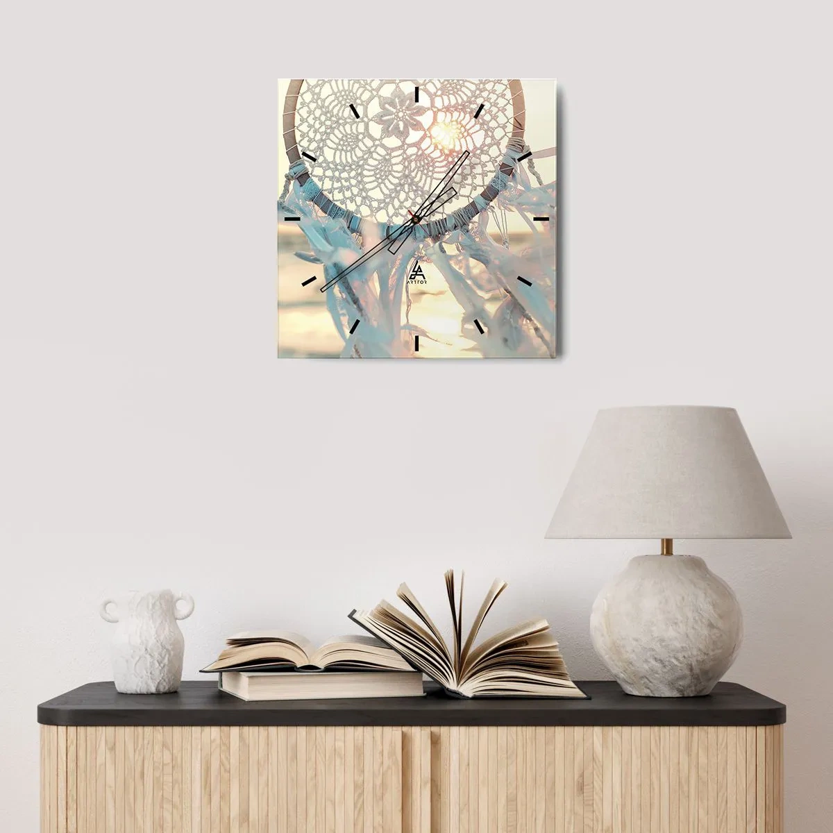 Horloge murale - Pendule murale - Totem en dentelle - 40x40 cm