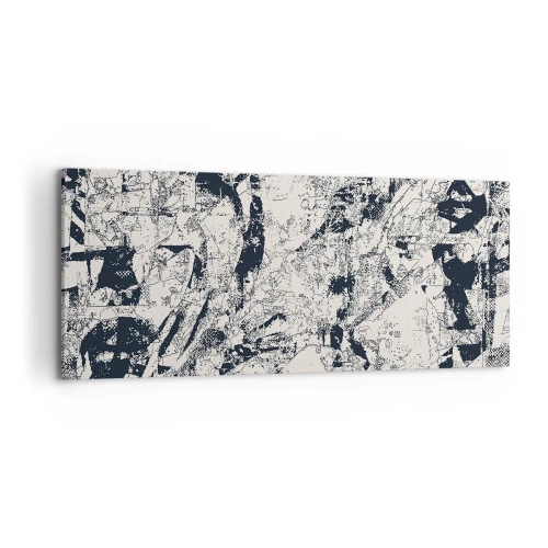 Impression sur toile - Image sur toile - Composition abstraite en noir et blanc avec une mise en page dynamique - 120x50cm - Interpénétration des contraires - Décoration murale moderne pour le salon et la chambre ARTTOR