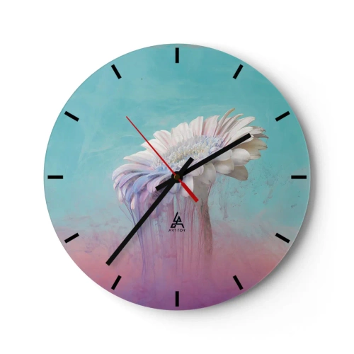 Horloge murale - Pendule murale - Une fleur sur fond pastel, aux couleurs fluides - 30x30cm - Le monde souterrain des fleurs - Décoration murale moderne pour le salon, la cuisine et la chambre ARTTOR