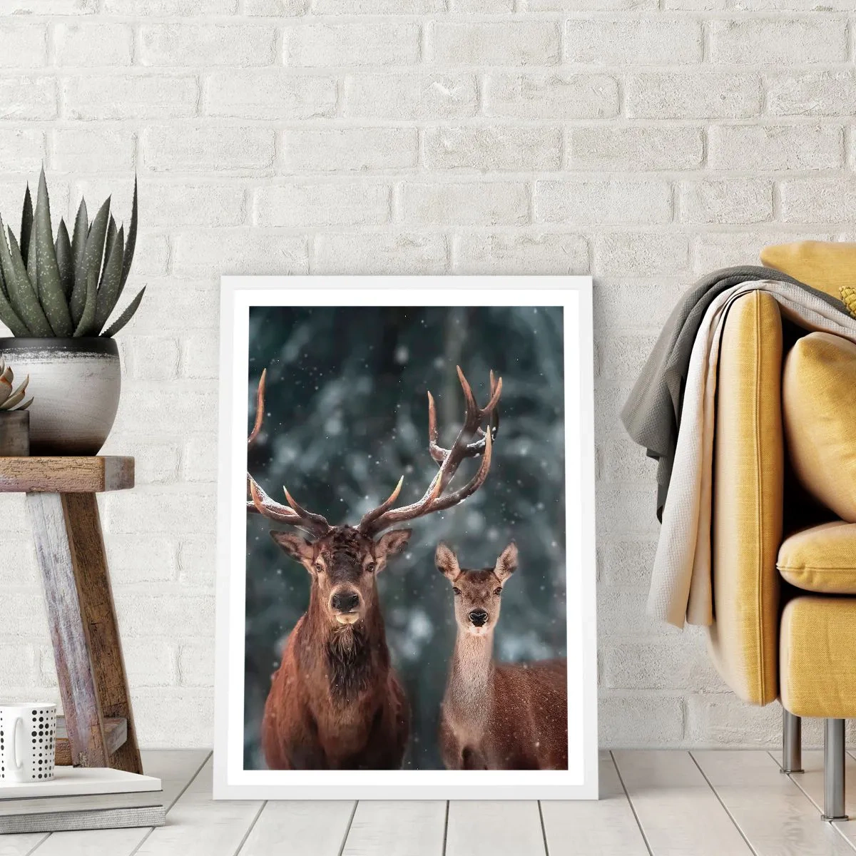 Affiche dans un cadre blanc - Poster - Le roi de la forêt avec sa femme - 30x40 cm