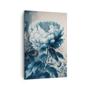 Impression sur toile - Image sur toile - Pivoines bleues sur un fond subtil avec un motif délicat - 70x100cm - Paire assortie - Décoration murale moderne pour le salon et la chambre ARTTOR