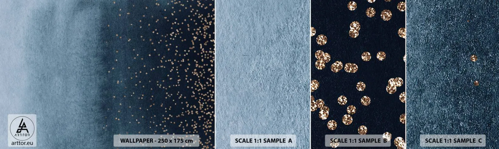 Échantillon De Papier Peint Standard Eco - Composition - phases bleues - Abstraction, Morceau, Conception - 100x30 cm