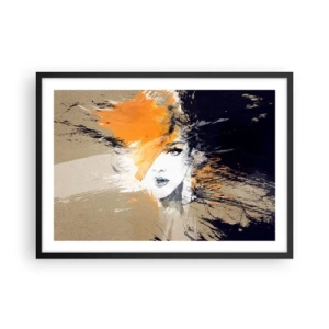 Affiche dans un cadre noir - Poster - Portrait abstrait d'une femme aux couleurs intenses - 70x50cm - Et la lumière fut - Décoration murale moderne pour le salon et la chambre ARTTOR