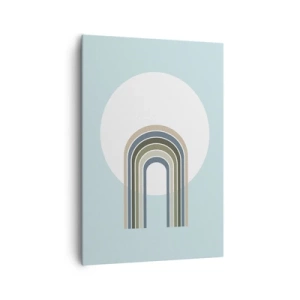 Impression sur toile - Image sur toile - Une composition minimaliste avec un cercle et des lignes sur un fond pastel. - 70x100cm - Attraction irrésistible - Décoration murale moderne pour le salon et la chambre ARTTOR