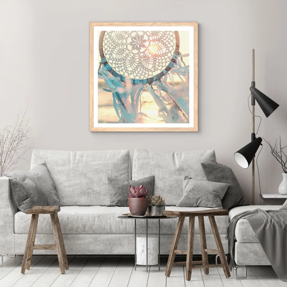 Affiche dans un chêne clair - Poster - Totem en dentelle - 30x30 cm