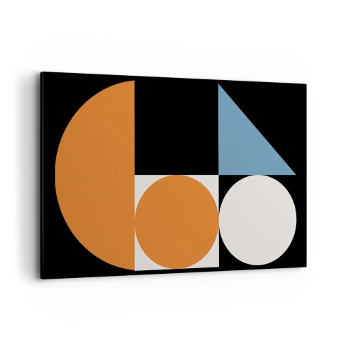 Impression sur toile - Image sur toile - Motif géométrique avec des formes colorées sur fond noir - 120x80cm - Rangement de figures - Décoration murale moderne pour le salon et la chambre ARTTOR