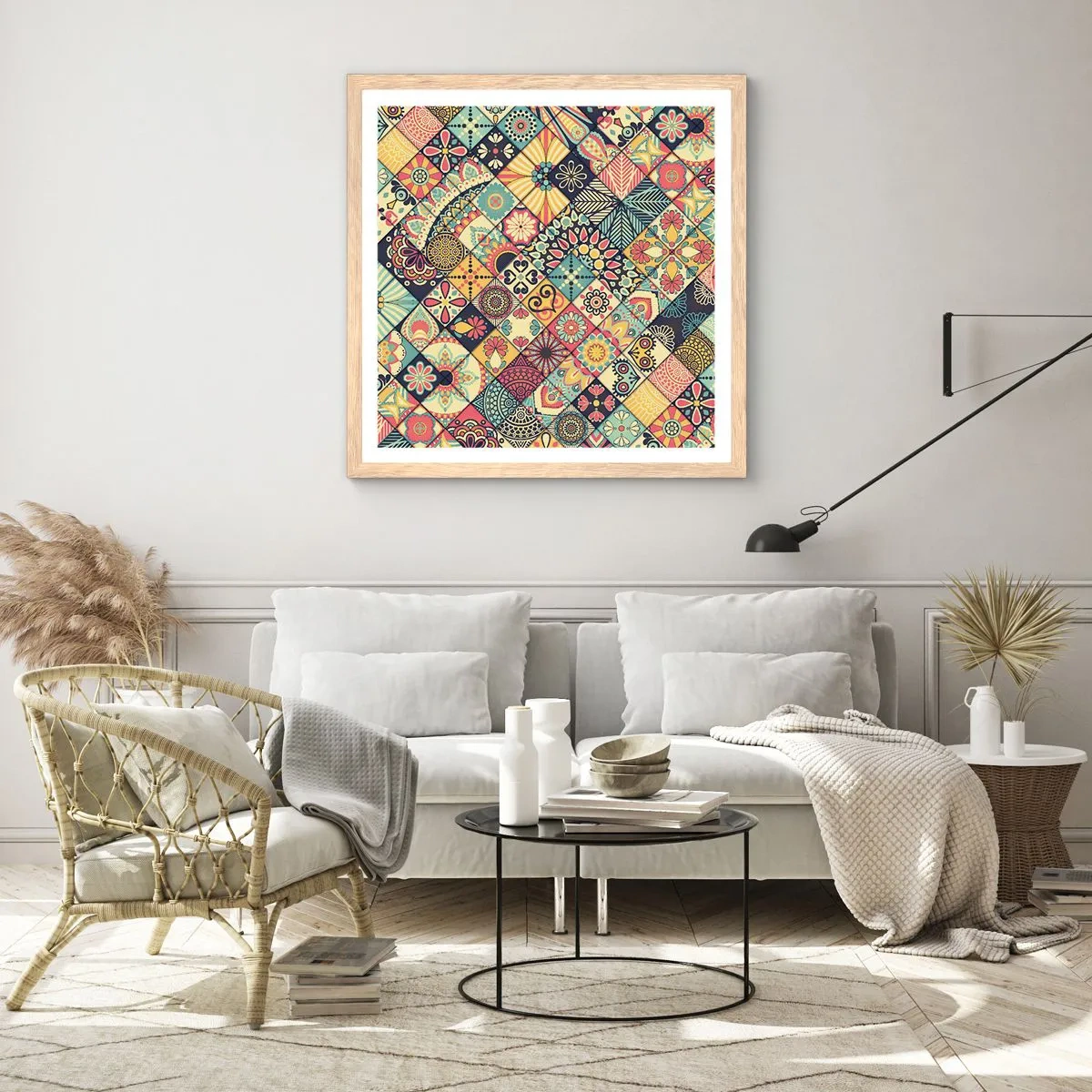 Affiche dans un chêne clair - Poster - Ambiance marocaine - 30x30 cm