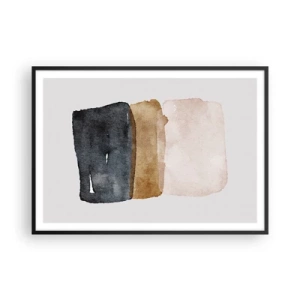 Affiche dans un cadre noir - Poster - Une composition minimaliste de trois rectangles aux tons terreux. - 100x70cm - Composition de couleurs de la terre - Décoration murale moderne pour le salon et la chambre ARTTOR