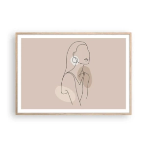 Affiche dans un chêne clair - Poster - Icone féminin - 100x70 cm