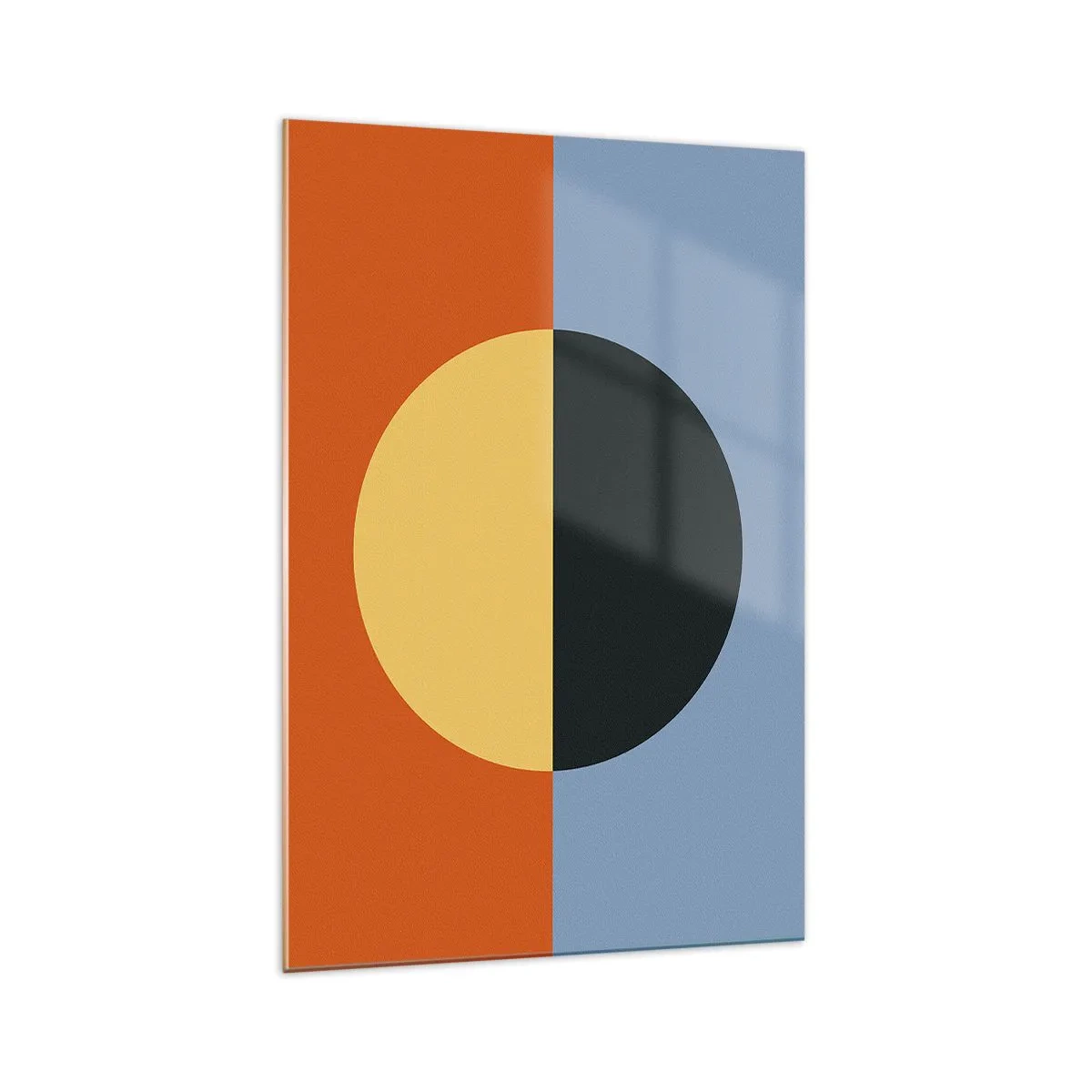 Impression sur verre - Image sur verre - Abstraction géométrique aux couleurs contrastées - 70x100cm - Composition de chaleur et de fraîcheur - Décoration murale moderne pour le salon et la chambre ARTTOR