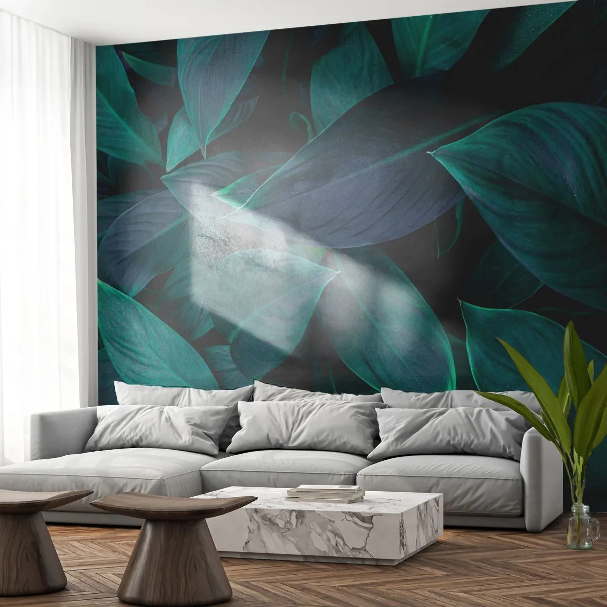 Papier Peint Photo Premium Canvas - le vert lui-même - Feuilles, Nature, Botanique - 250x175 cm