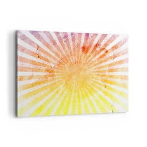 Impression sur toile - Image sur toile - Rayons de soleil dans les tons orange et jaune - 100x70cm - Levant et couchant - Décoration murale moderne pour le salon et la chambre ARTTOR