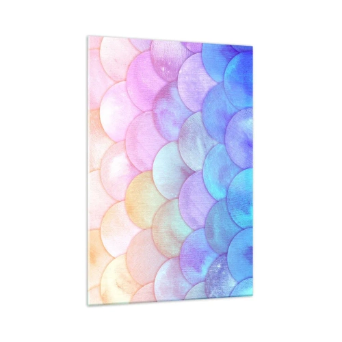 Impression sur verre - Image sur verre - Échelles abstraites aux tons pastel - 70x100cm - Écailles de perles - Décoration murale moderne pour le salon et la chambre ARTTOR