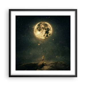Affiche dans un cadre noir - Poster - Celui qui a volé la lune - 50x50 cm