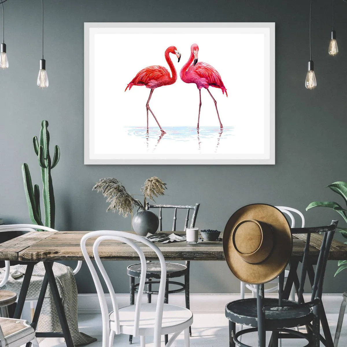 Affiche dans un cadre blanc - Poster - Rendez-vous rose - 50x40 cm